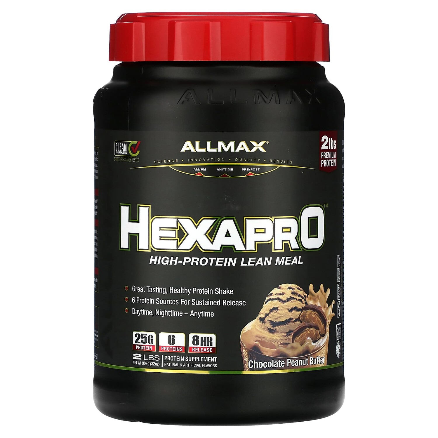 

Hexapro, постная еда с высоким содержанием белка, шоколад и арахисовая паста, 907 г (2 фунта), ALLMAX