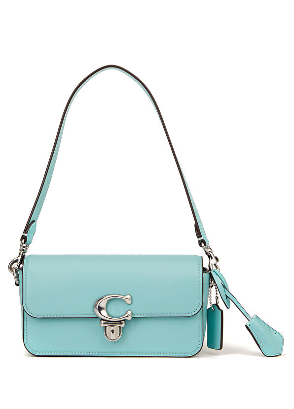 

Синяя женская кожаная сумка studio baguette baguette Coach