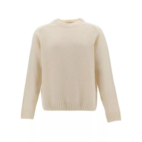 Свитер white crewneck sweater with ribbed trims in alpaca Gaudenzi, бежевый