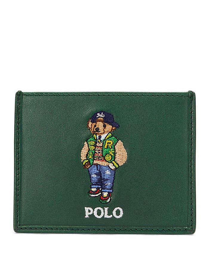

Кожаный чехол для карт Polo Ralph Lauren Polo Bear, зеленый