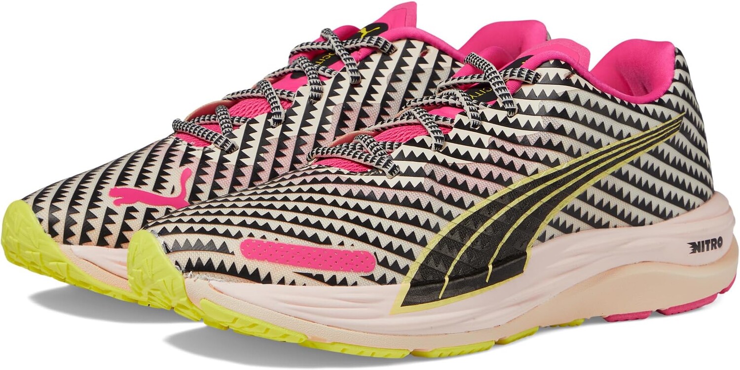 

Кроссовки Velocity Nitro 2 Lemlem 2 PUMA, цвет Ghost Pepper/PUMA Black/Pink Glimmer