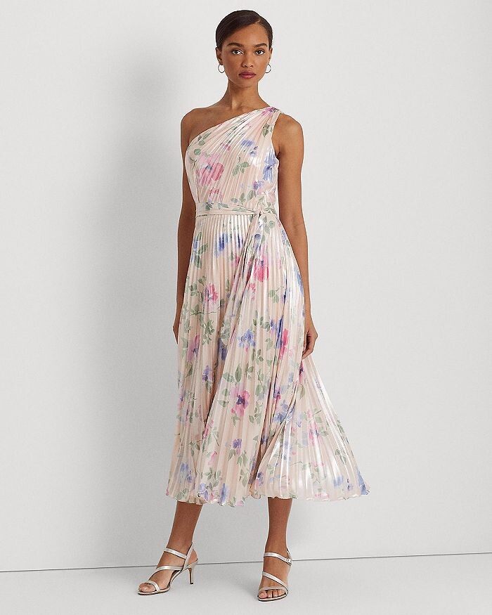 

Платье на одно плечо из жоржета с цветочным принтом Ralph Lauren