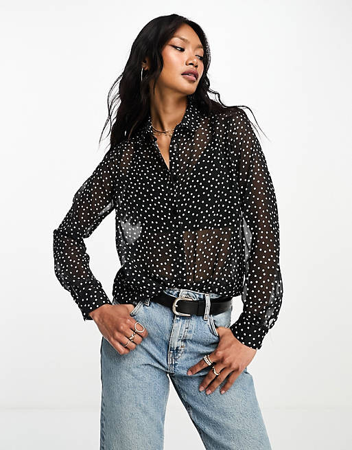 

Мягкая рубашка с длинными рукавами и точечным принтом ASOS DESIGN