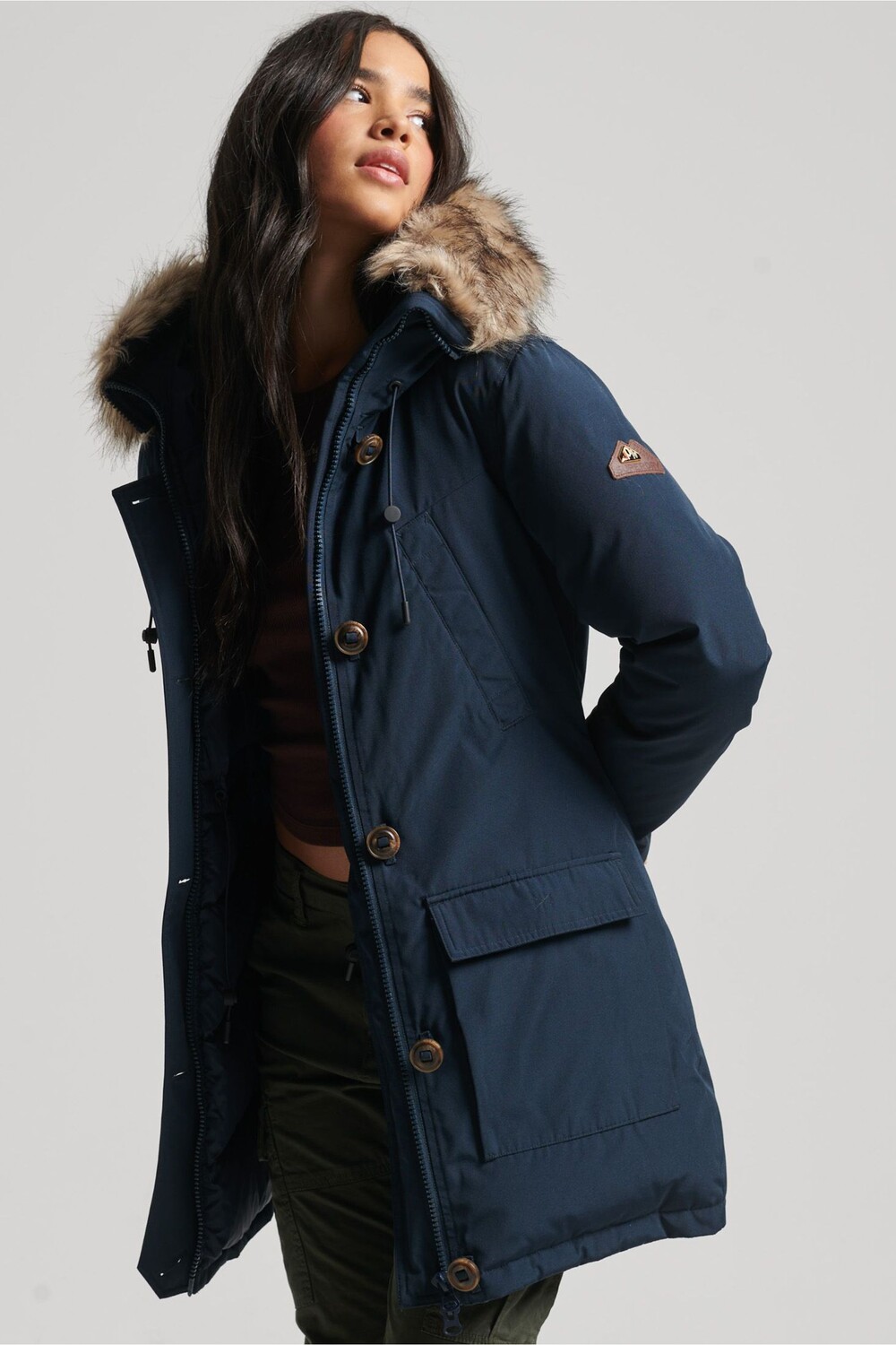

Синяя пуховая парка Rookie Superdry, синий