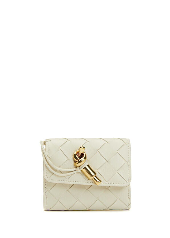 

Женский бумажник из фактурной тканой кожи Bottega Veneta, белый
