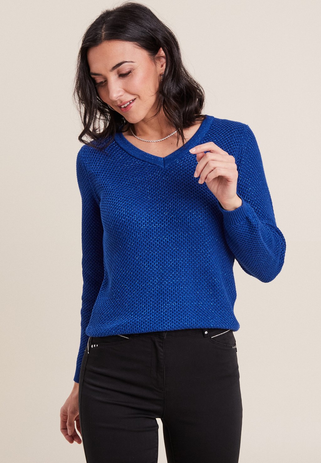 Вязаный свитер MIT V-AUSSCHNITT Breal, цвет bleu electrique