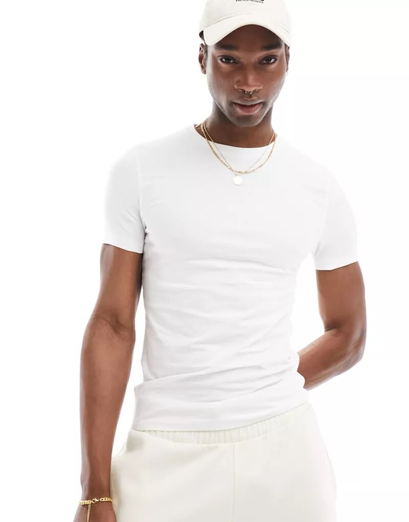 Белая футболка с круглым вырезом и круглым вырезом ASOS