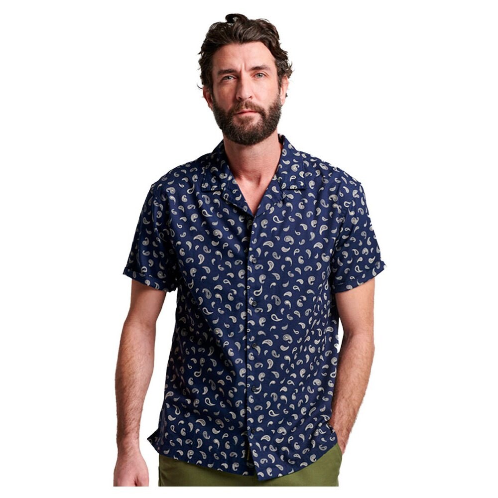

Рубашка с коротким рукавом Superdry Studios Open Collar, синий