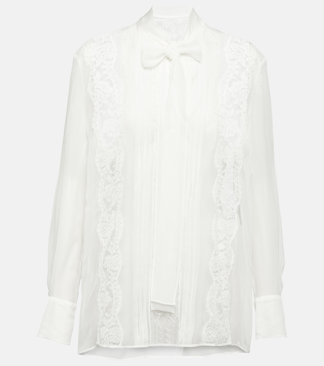 цена Блуза из смесового шелка с кружевной отделкой Dolce&Gabbana, белый