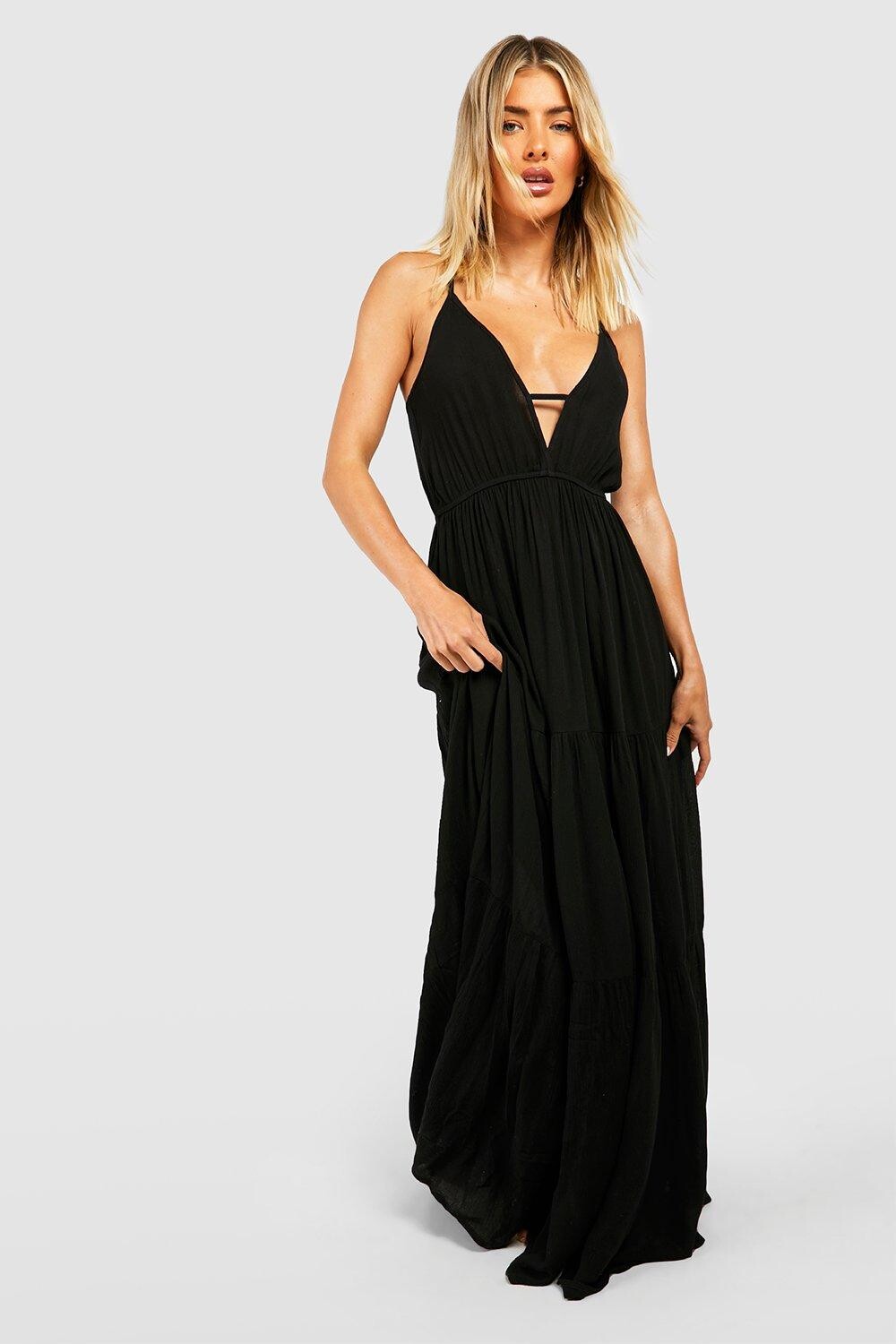 

Пляжное платье макси с погружением Boohoo, черный