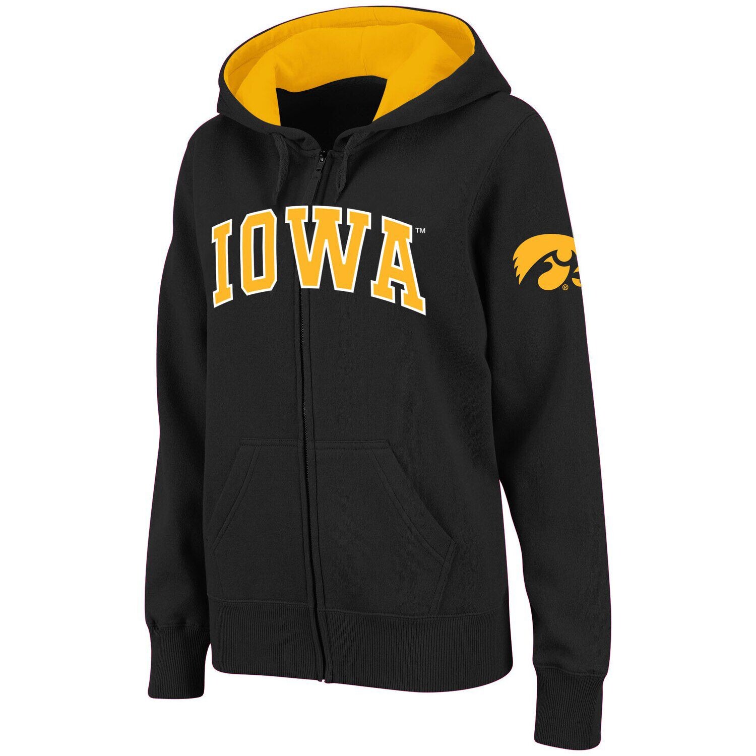 

Женская толстовка с капюшоном Stadium Athletic черного цвета Iowa Hawkeyes с молнией во всю длину и арочным именем Colosseum, Черный