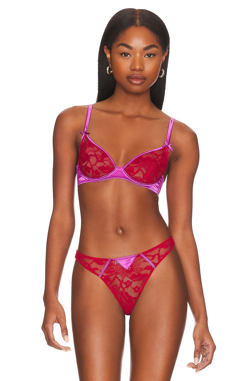 

Бюстгальтер fleur du mal Magnolia Lace Unlined Demi, цвет Rouge