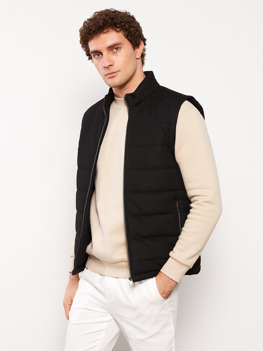

Мужской жилет-пуховик Slim Fit с воротником-стойкой LCW Vision, новый черный