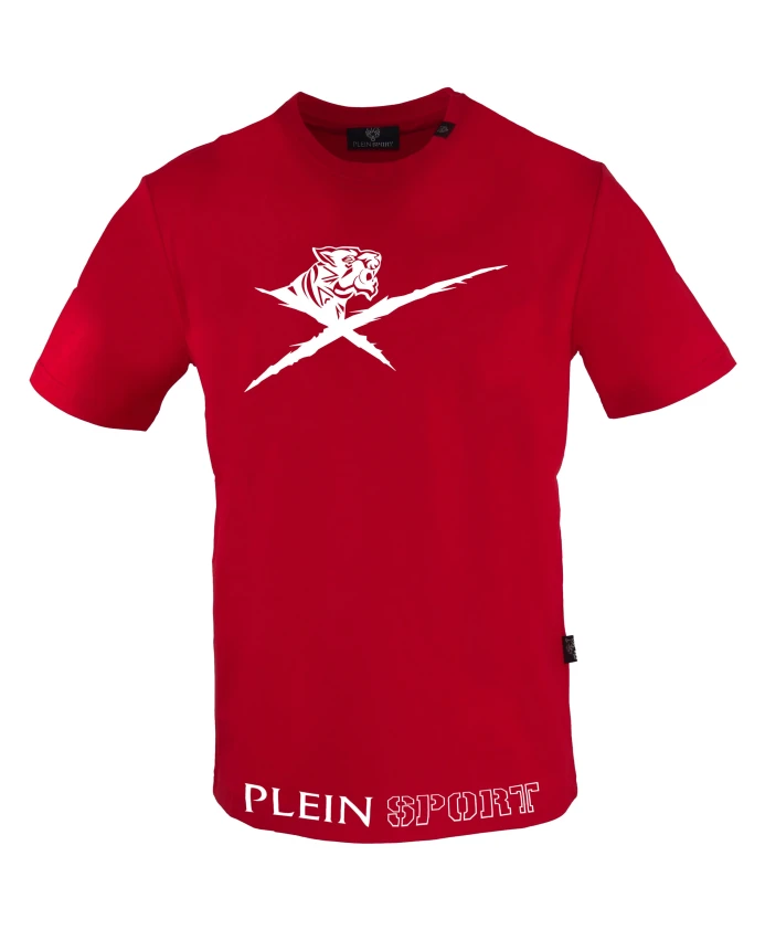 

Хлопковая футболка с короткими рукавами и круглым вырезом Plein Sport, красный