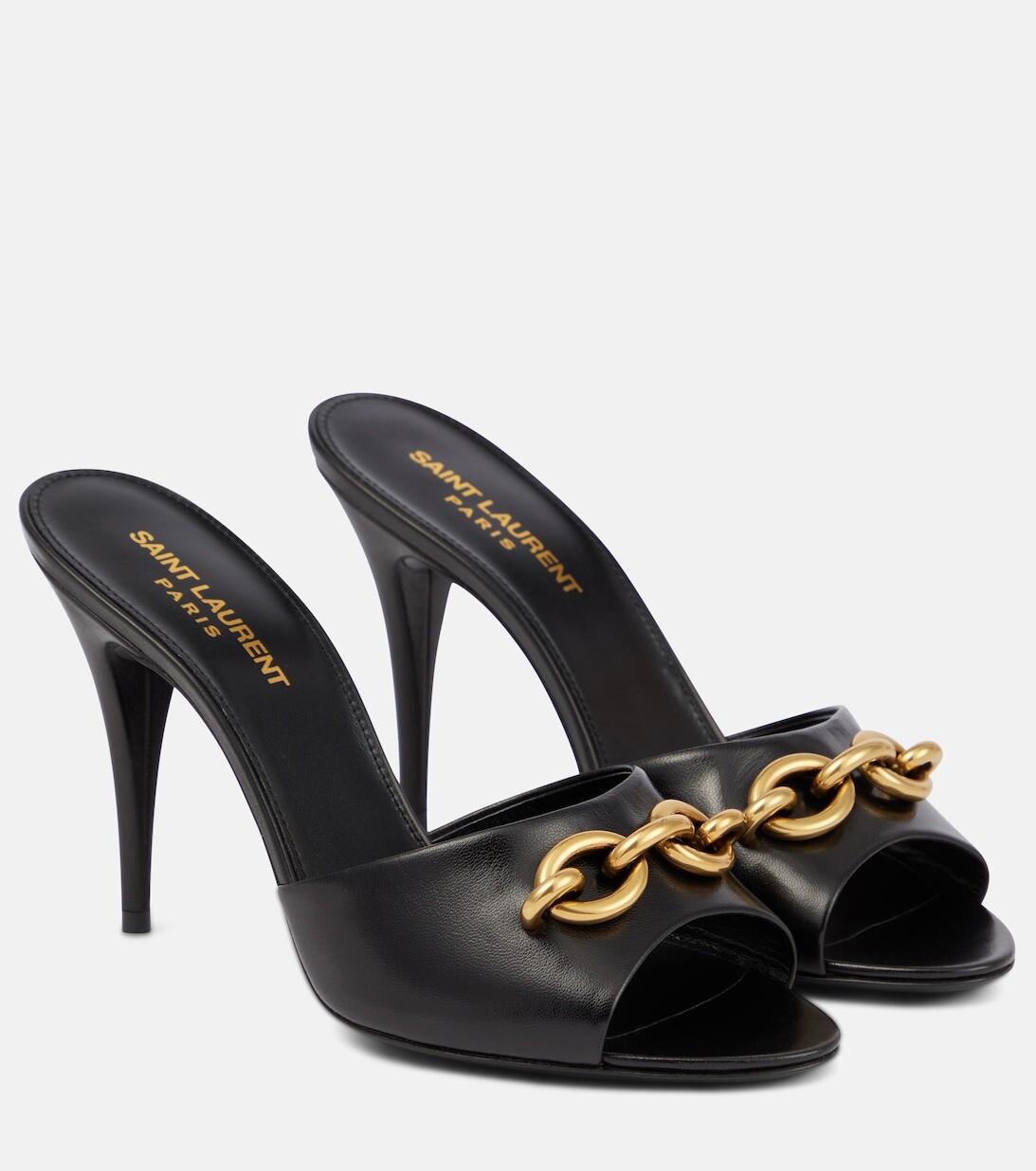 

Украшенные кожаные мюли Le Maillon 95 Saint Laurent, черный