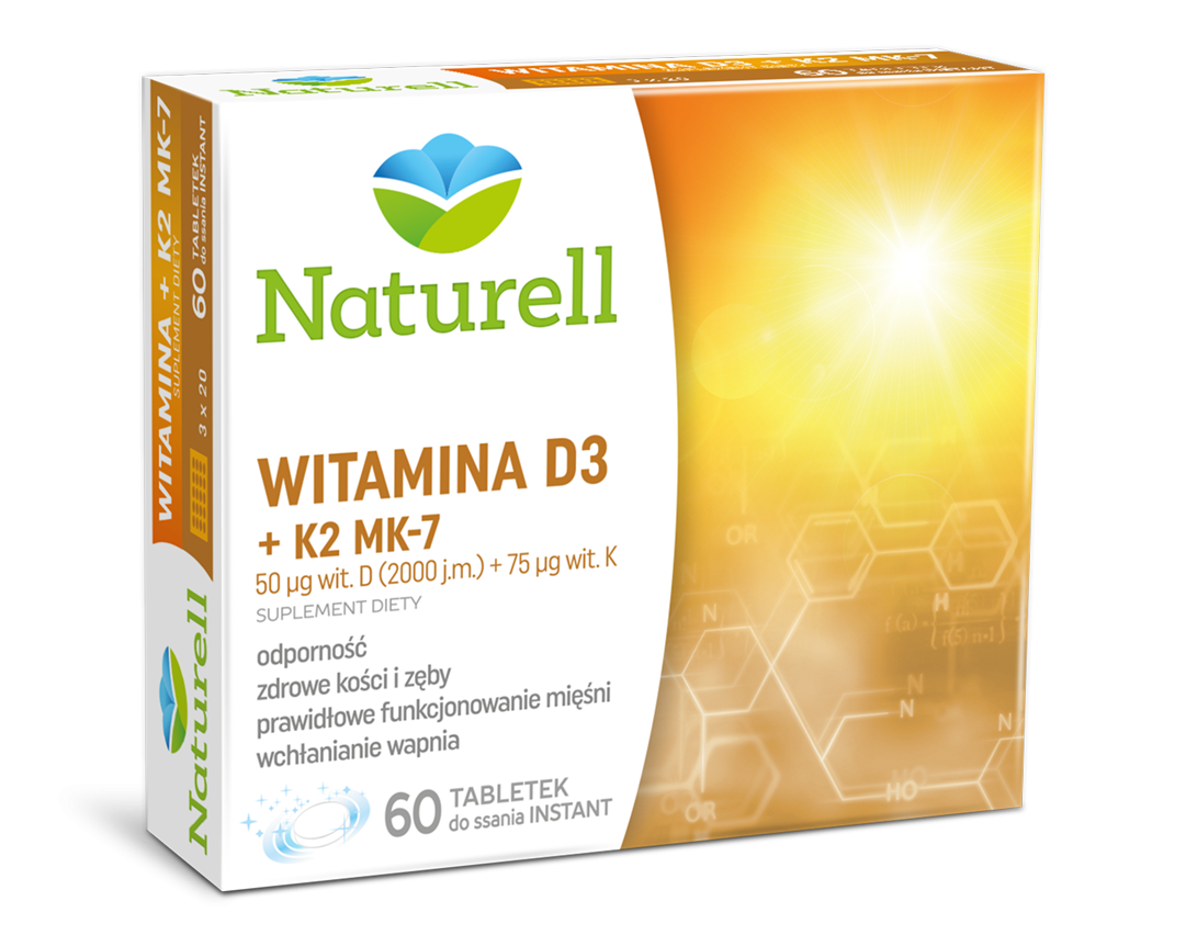 цена Naturell D3+K2-MK-7 витамин D3+K2, 60 шт.