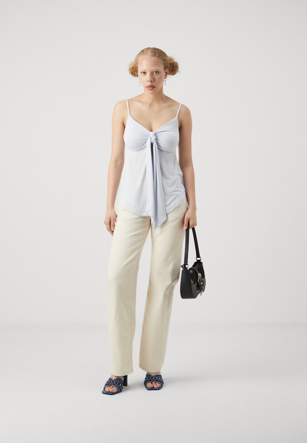 

Топ TIE SINGLET Gina Tricot, светло-голубой
