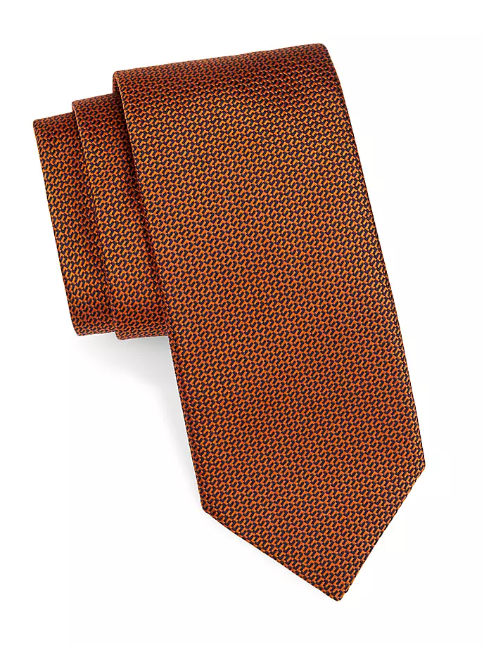 Абстрактный шелковый галстук Canali, цвет orange