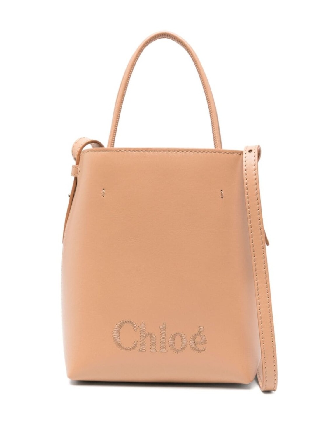 

Chloé мини-сумка с вышитым логотипом, коричневый