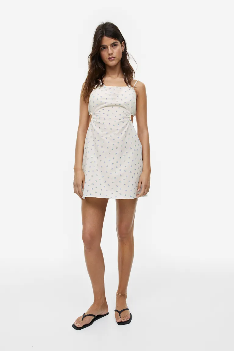 Пляжное платье из поплина с вырезами H&M, белый