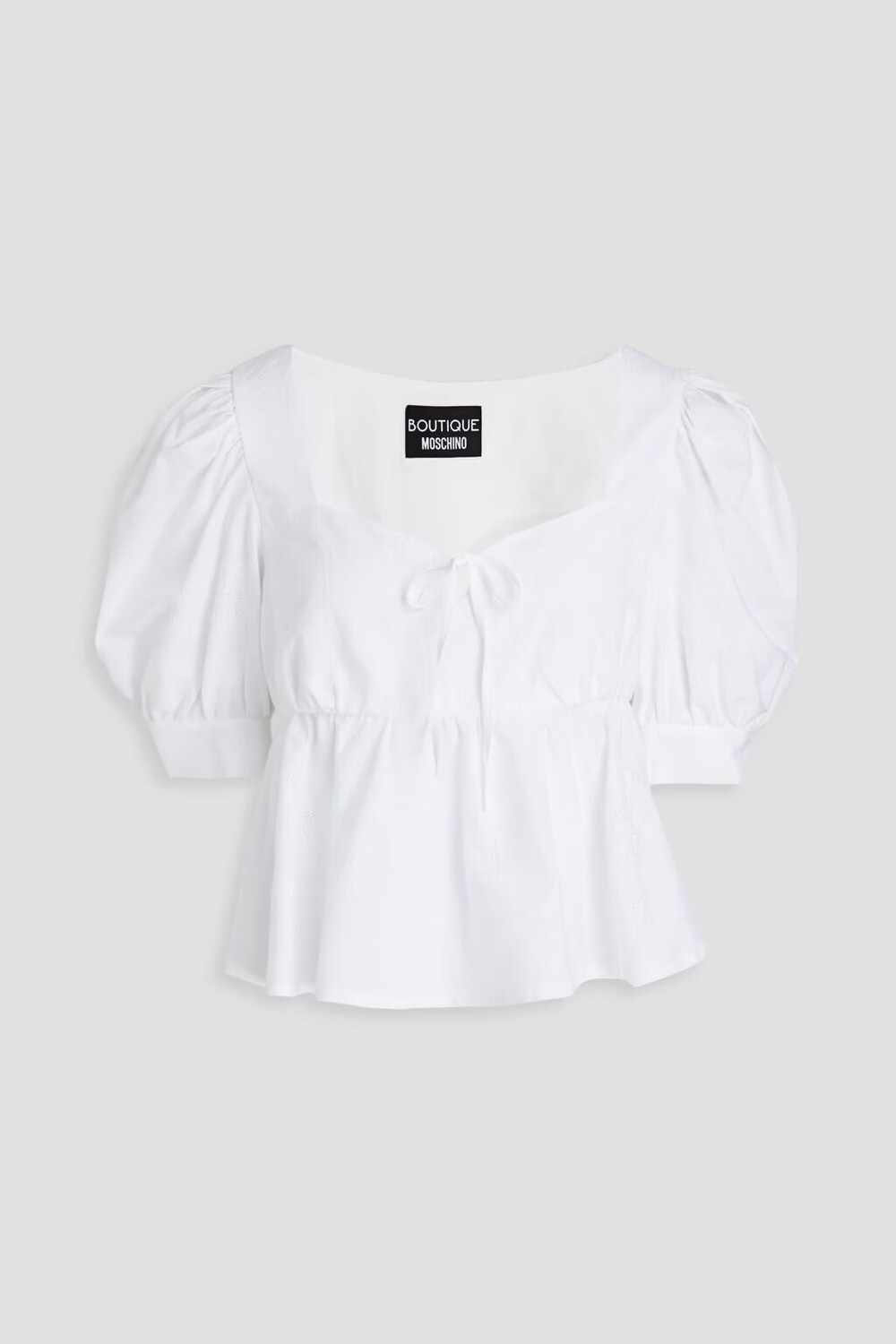 

Топ с баской из хлопка и жаккарда с бантом Boutique Moschino, белый
