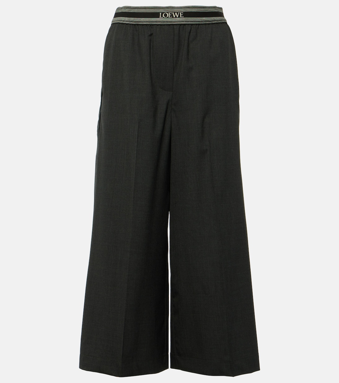 Укороченные широкие брюки из шерсти Loewe, серый брюки uniqlo из шерсти укороченные черный