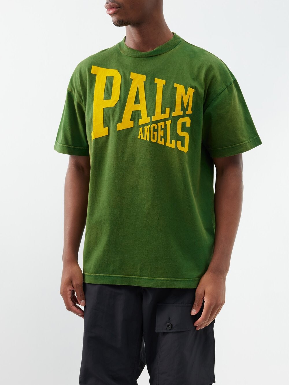 

Футболка из хлопкового джерси с логотипом college Palm Angels, зеленый