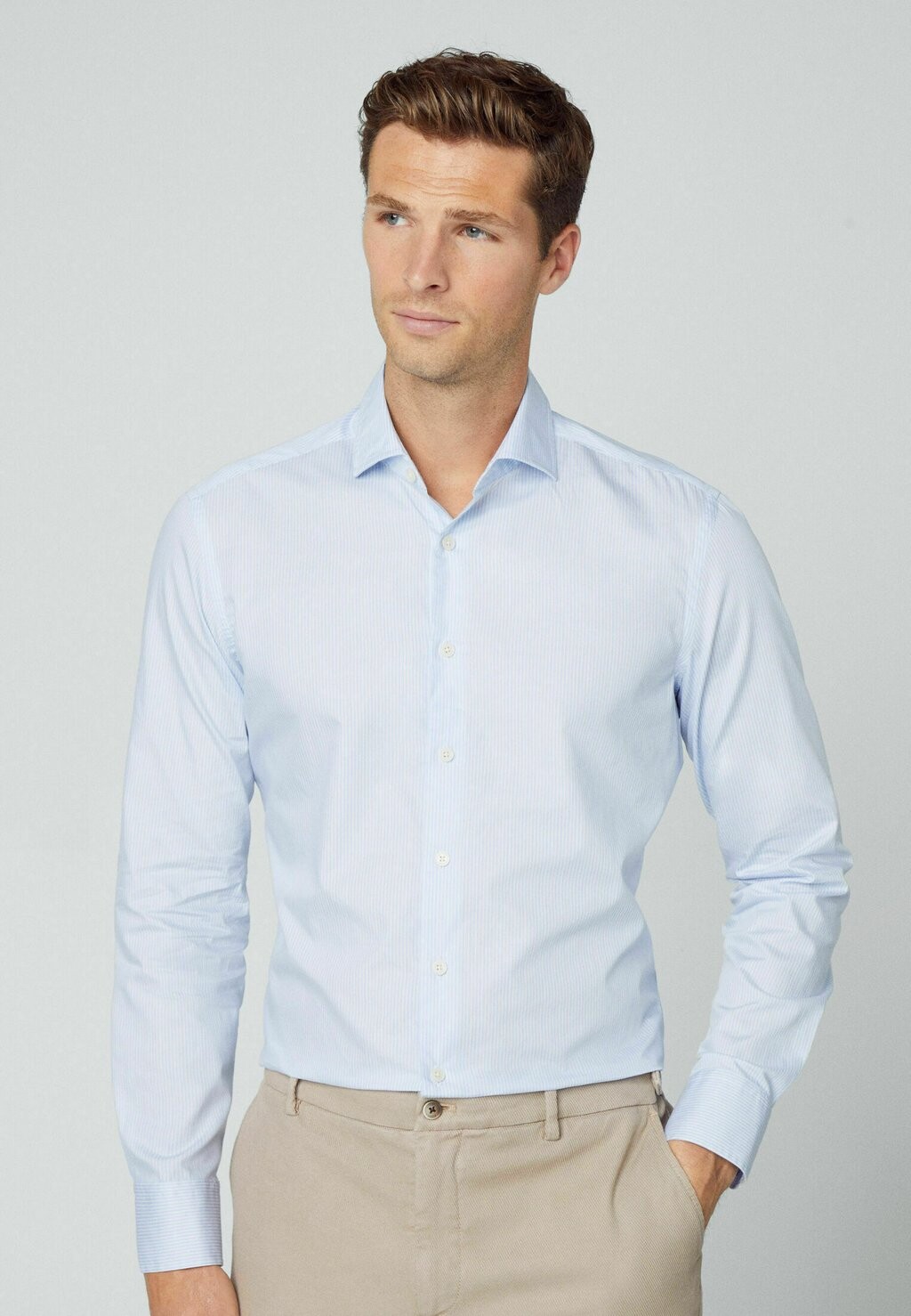 

Рубашка WASHED FINE STRIPE Hackett London, цвет blue/white