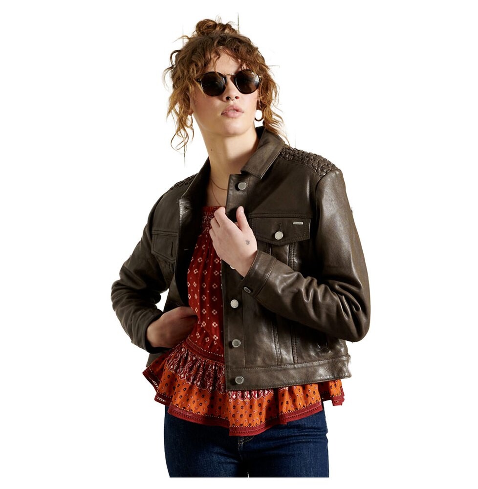 

Куртка Superdry Leather Stateside Trucker, коричневый