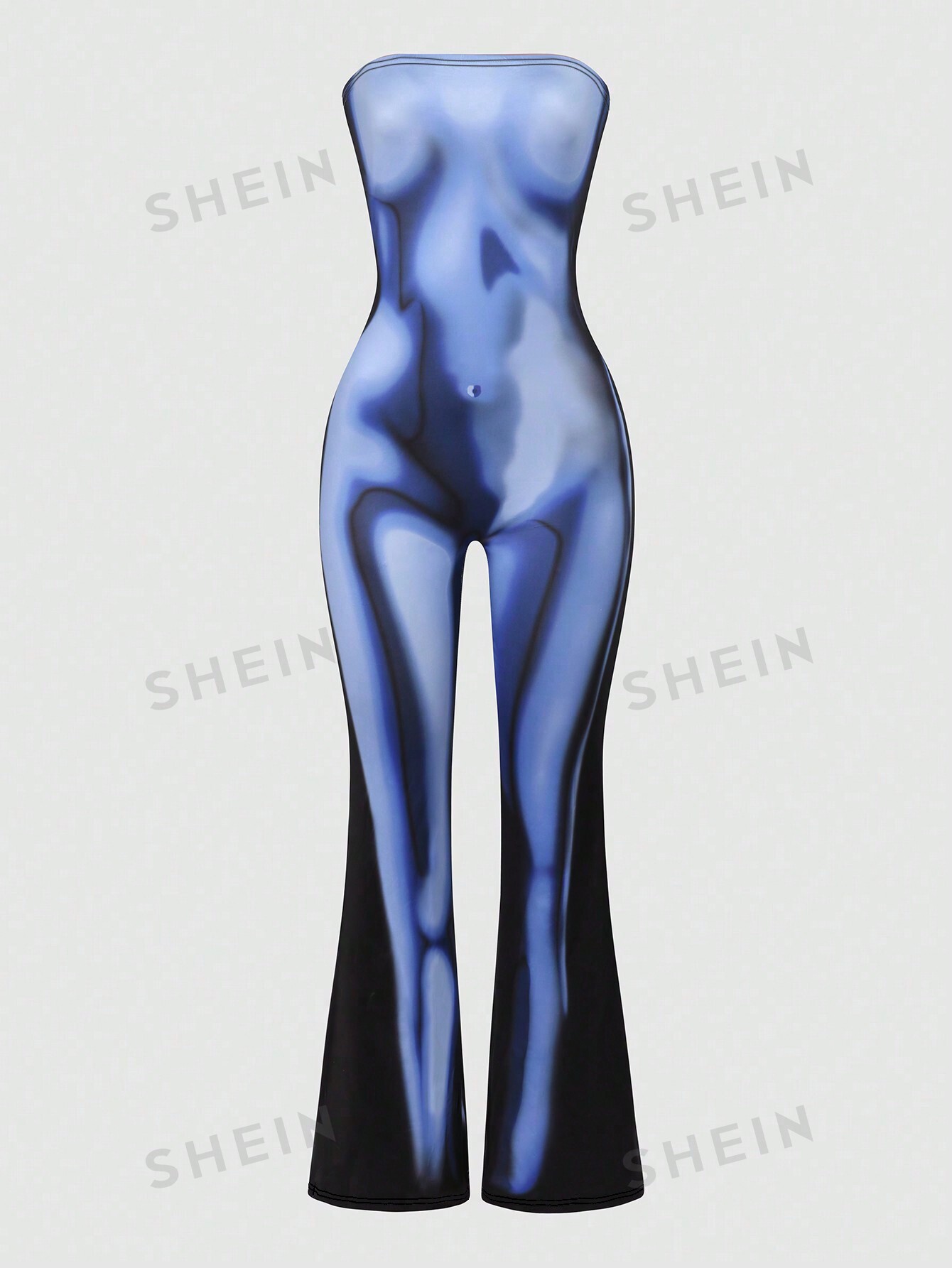 SHEIN ICON Женский комбинезон-бандо с принтом, облегающий крой, многоцветный