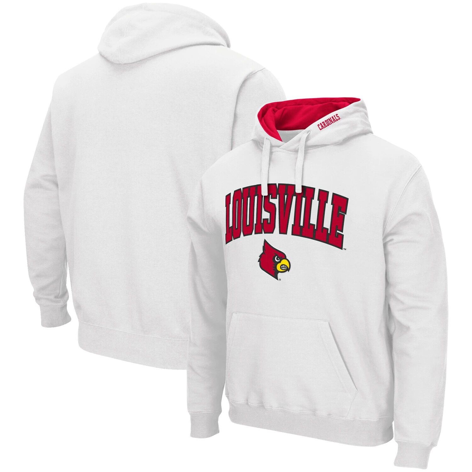 

Мужской белый пуловер с капюшоном Louisville Cardinals Arch & Logo 3.0 Colosseum