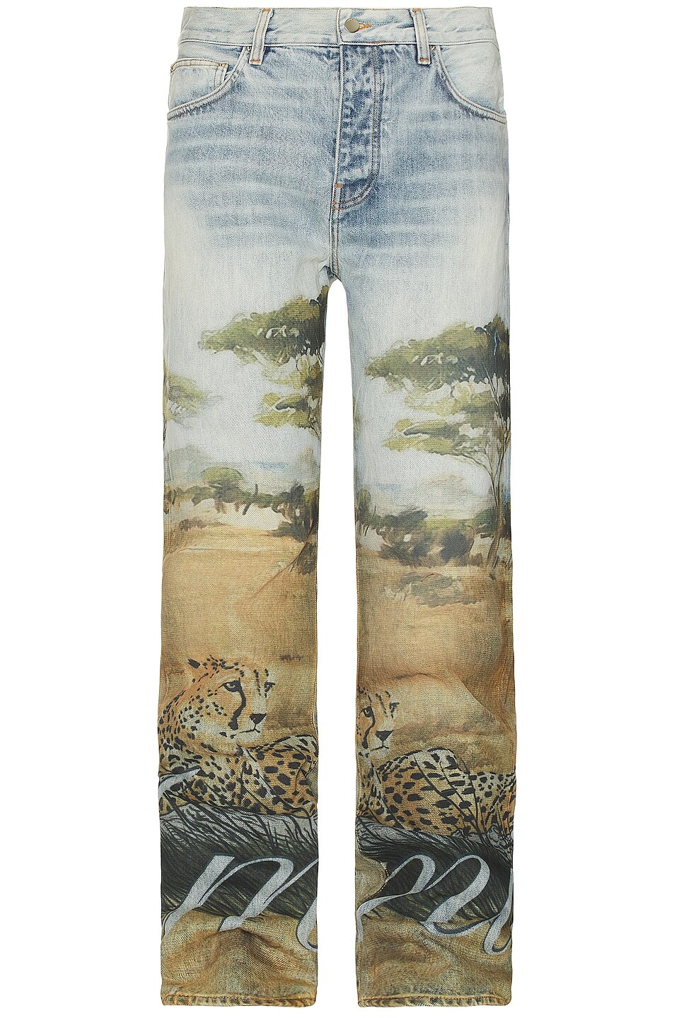 

Джинсы Amiri Printed Safari Straight, цвет Stone Indigo