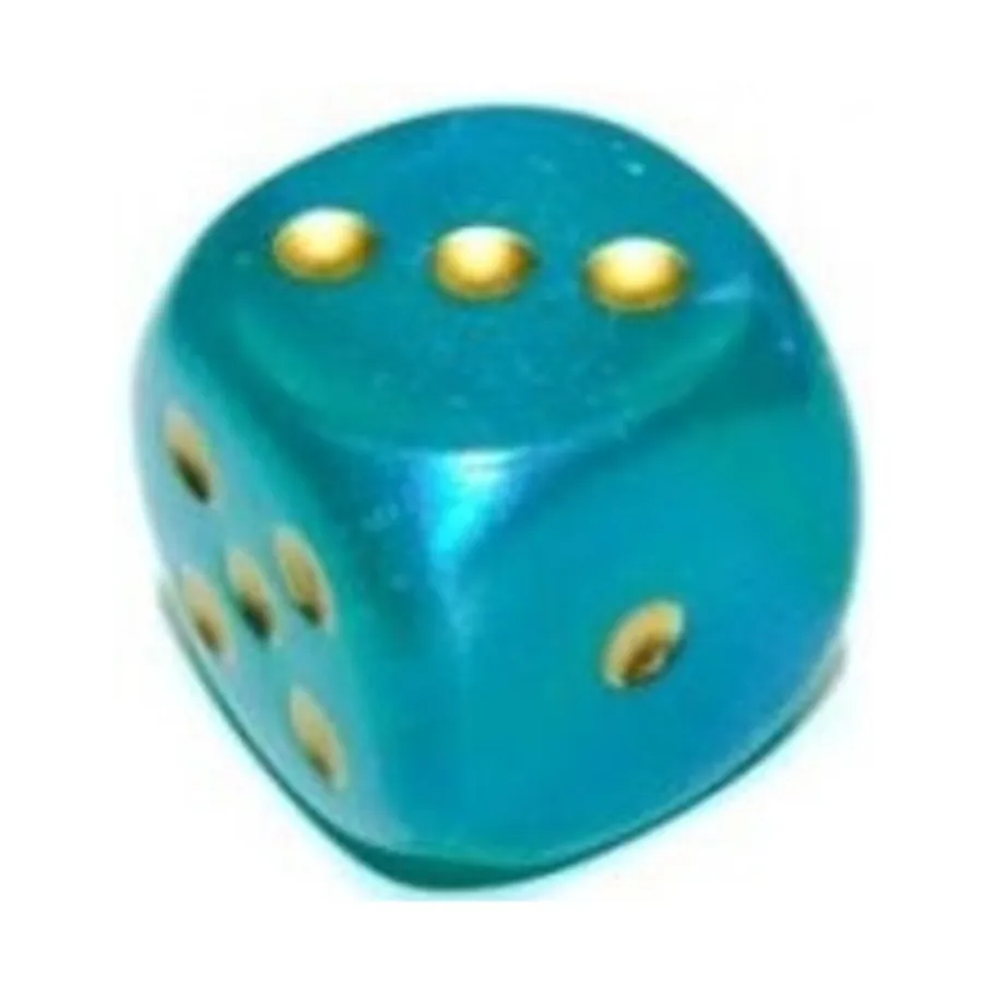 

d6, 12 мм, бирюзовый с золотом (36) (3-е издание), Dice - Borealis - d6 12mm (Chessex)