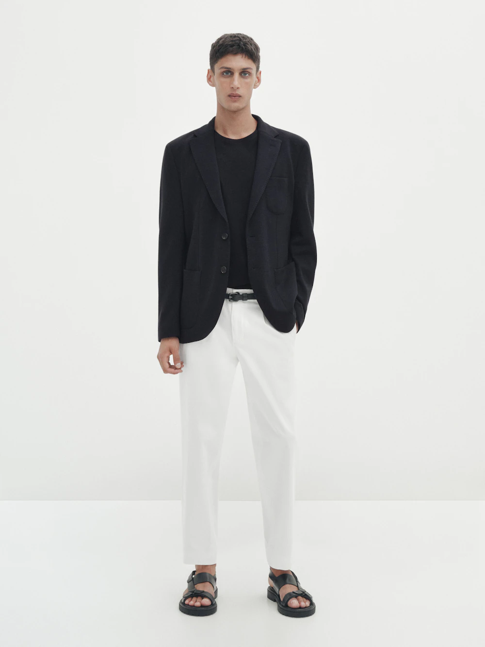 

Темно-синий пиджак из шерсти Massimo Dutti, синий
