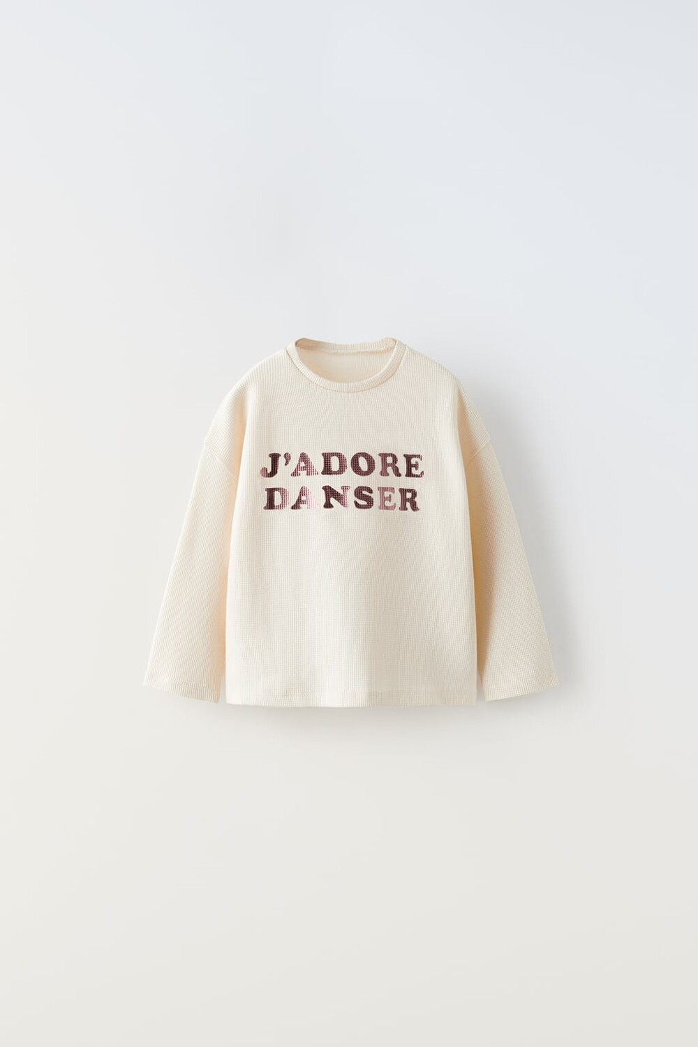 

Футболка с вафельной текстурой со слоганом ZARA, экрю