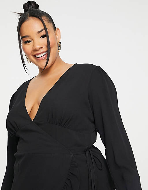 

Черное платье мини с запахом спереди ASOS DESIGN Curve