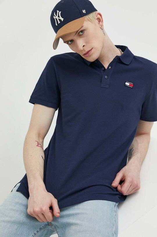 

Хлопковая рубашка-поло Tommy Jeans, темно-синий