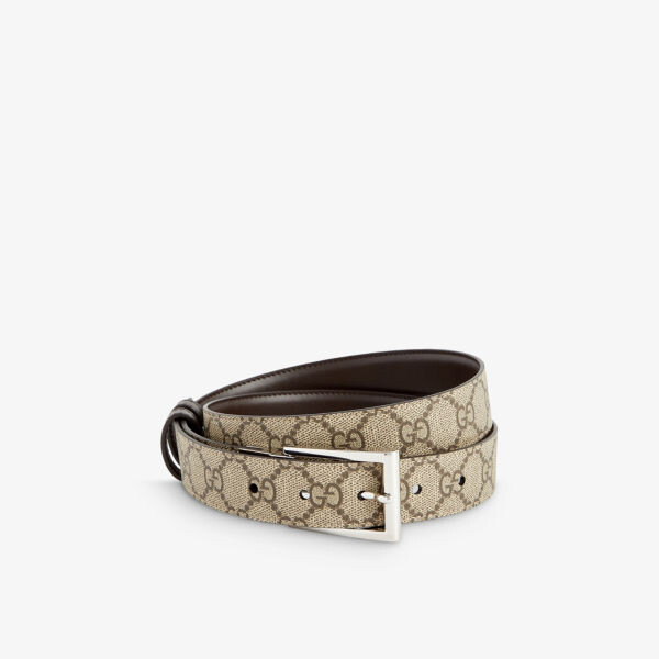 

Ремень из холщовой ткани с монограммой Gucci, бежевый
