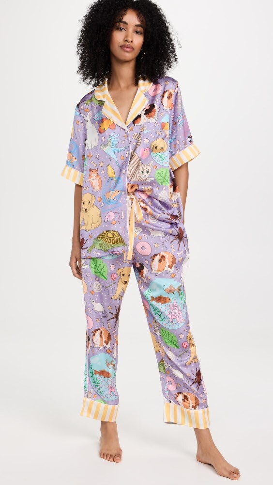

Брюки Karen Mabon Pets Short Sleeve with Long Pj Set, фиолетовый