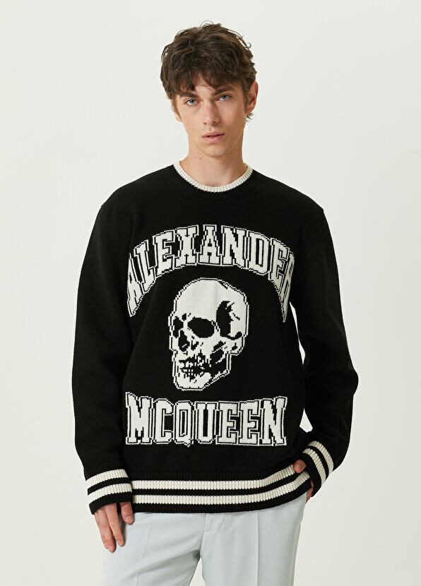 

Белый шерстяной свитер с логотипом Alexander McQueen