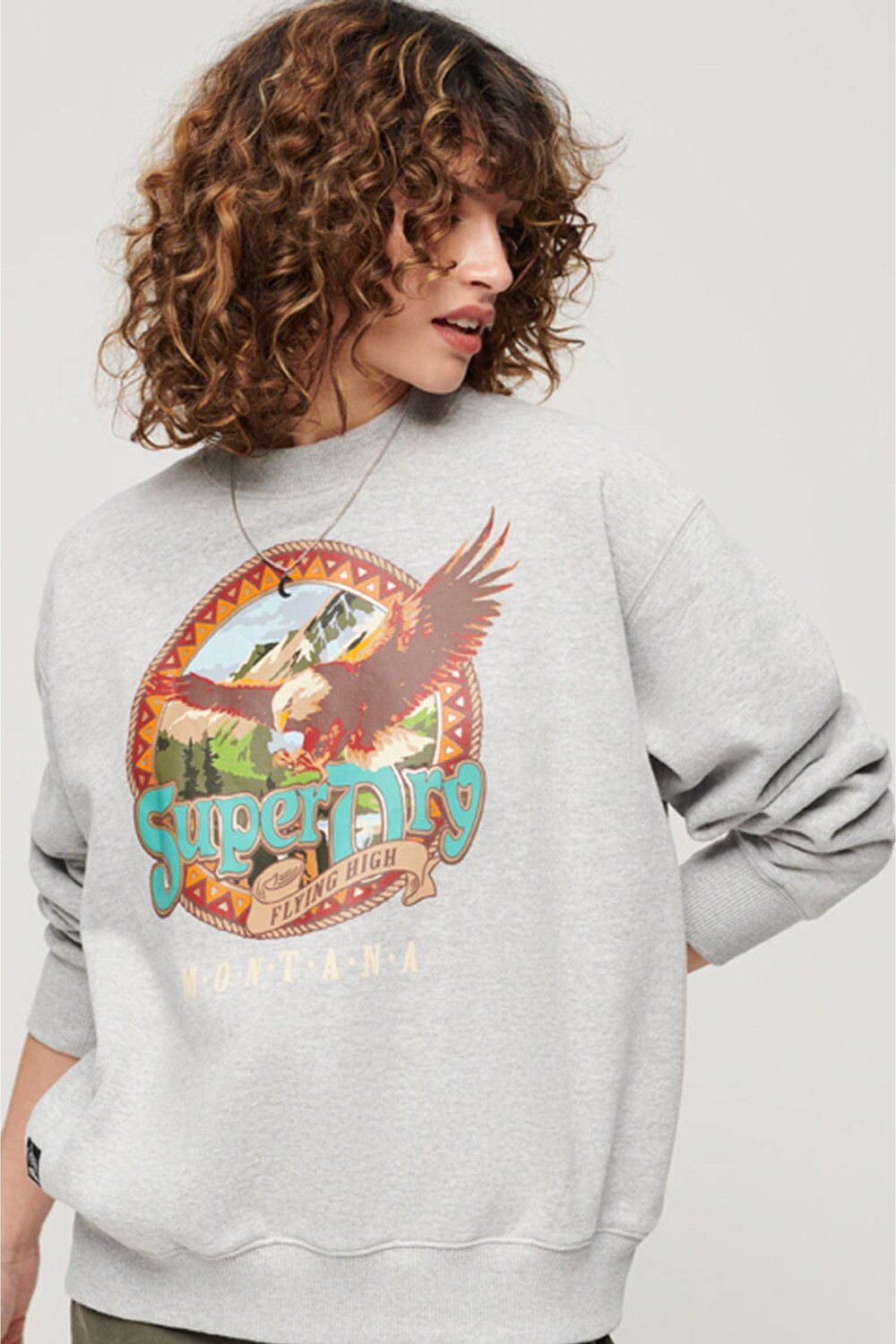 

Толстовка Travel Souvenir с круглым вырезом и графическим принтом Superdry, серый