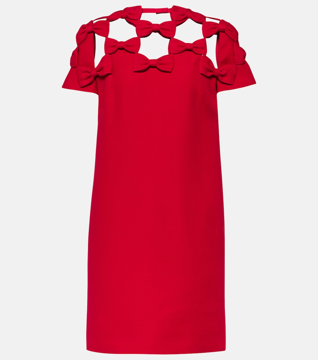 Мини-платье из крепа от кутюр с бантом Valentino, красный