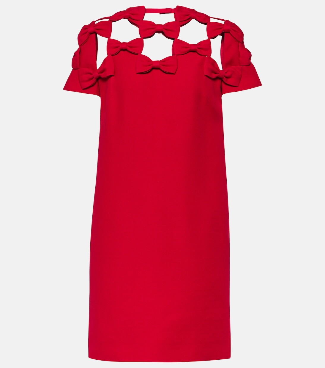 

Мини-платье из крепа от кутюр с бантом Valentino, красный