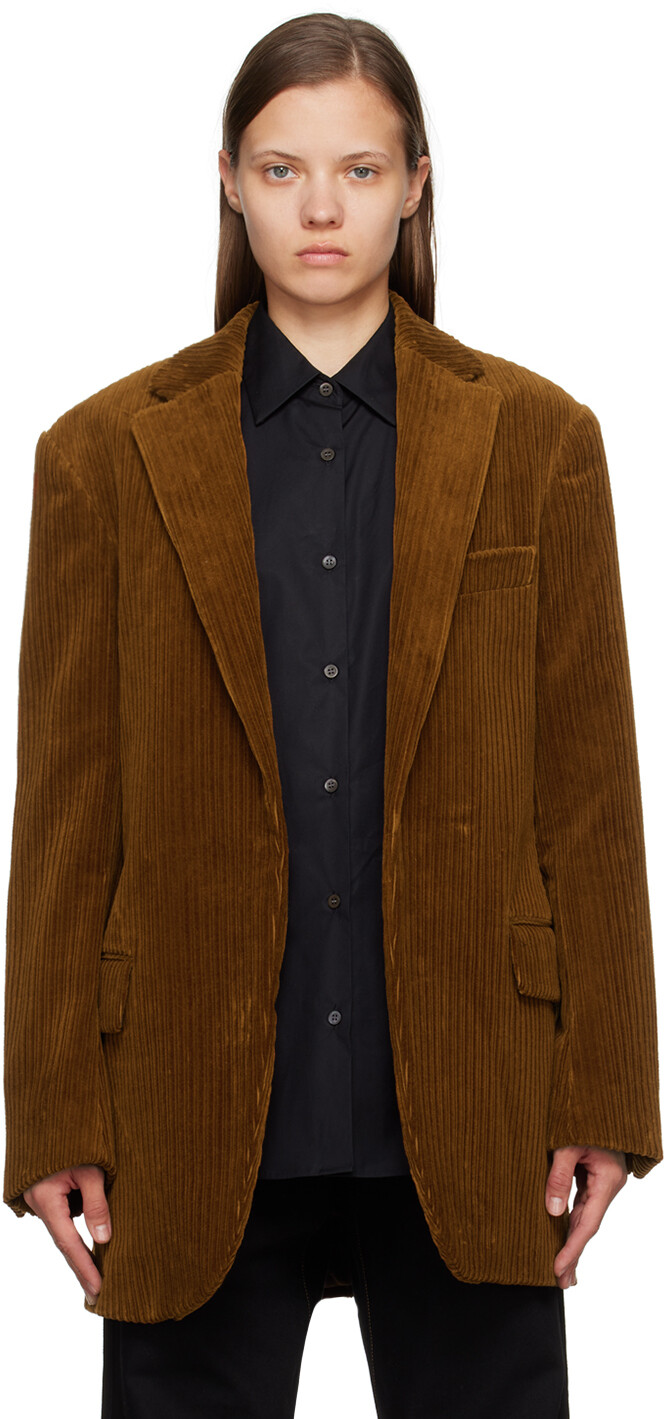 

Коричневый пиджак с карманами и рантом Dries Van Noten