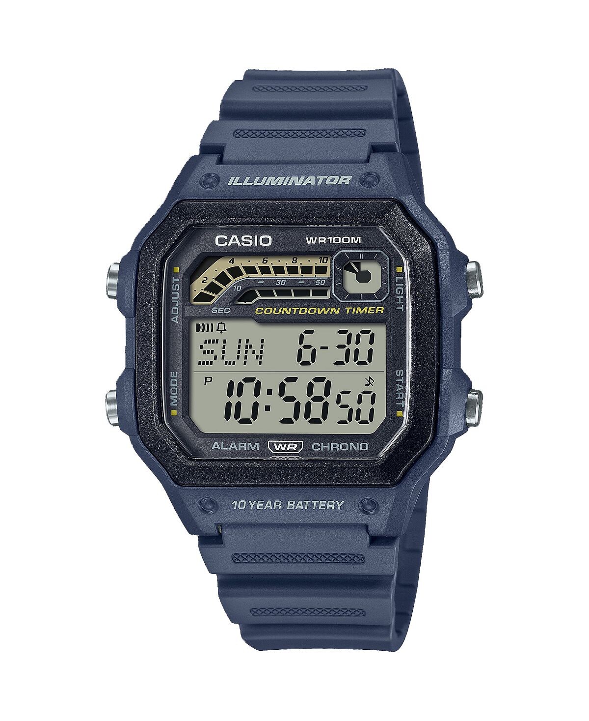 

Мужские цифровые часы из синей смолы, 42,1 мм, WS1600H-2AV Casio