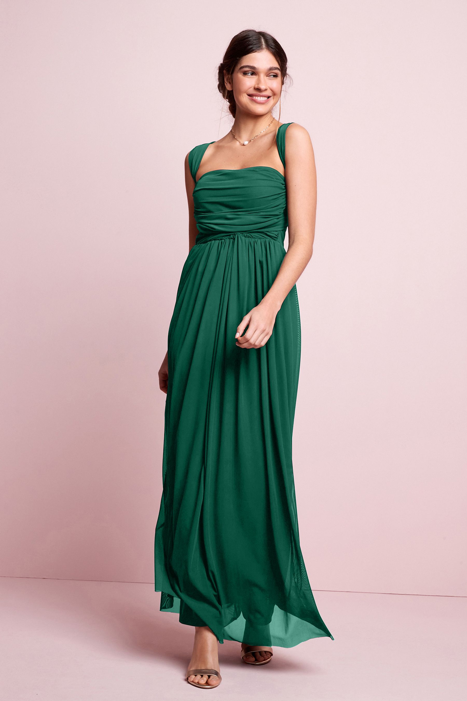 Свадебное платье макси с сеткой Next, зеленый