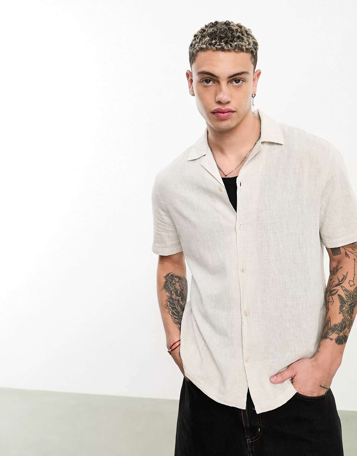 

Льняная рубашка River Island Revere Stone