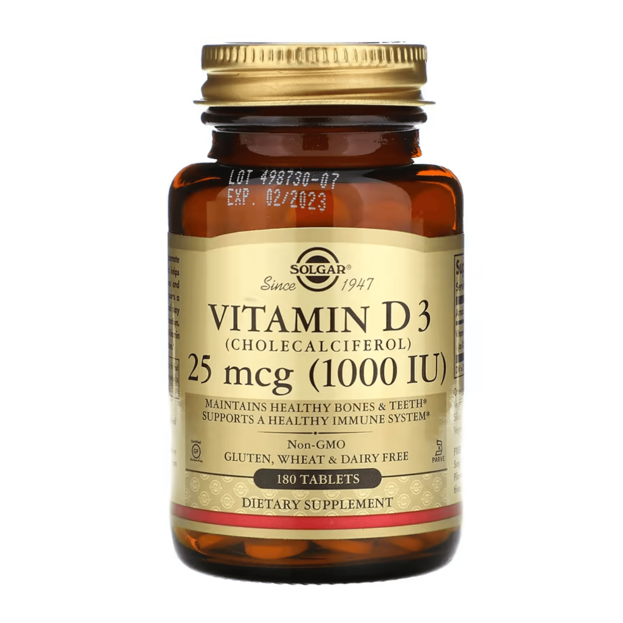 Витамин D3 Solgar, 25 мкг (1000 МЕ), 180 таблеток