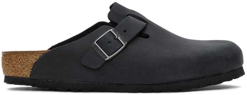 

Черные кожаные промасленные лоферы Boston Birkenstock