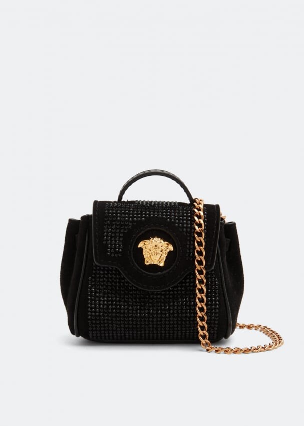 Сумка кросс-боди VERSACE La Medusa studded micro bag , черный